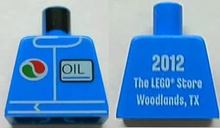 Torso Octan Logo and Upright Font 'OIL' on Front, '2012 The LEGO Store Woodlands, TX' on Back Pattern
