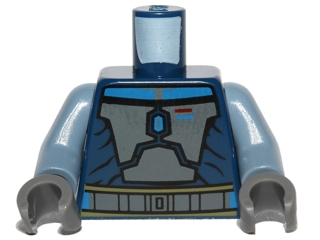 Torso SW Mandalorian Armor Plates Dark Bluish Gray Pattern (Pre Vizsla) / Sand Blue Arms / Dark Bluish Gray Hands