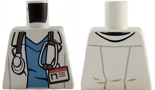 Torso Hospital Lab Coat, Dark Azure Scrubs, ID Badge and Stethoscope Pattern