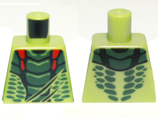 Torso Ninjago Snake with Dark Green and Red Scales Pattern (Lizaru)
