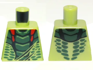 Torso Ninjago Snake with Dark Green and Red Scales Pattern (Lizaru)