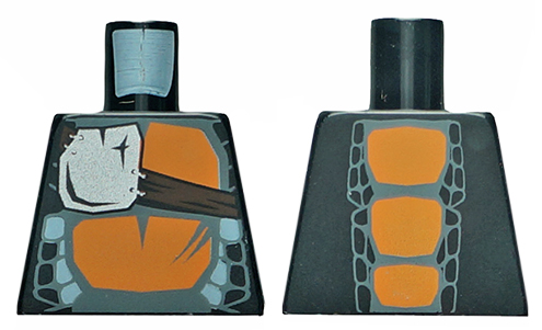 Torso Ninjago Snake with Silver Badge and Orange Scales Pattern (Skalidor)