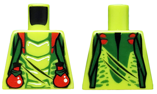 Torso Ninjago Snake with Dark Green Straps and Red Vials Pattern (Spitta)