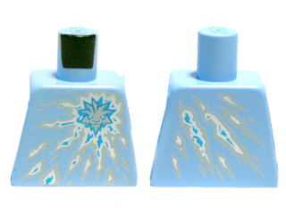 Torso with Ninjago Ice Tiger Head Symbol on White, Silver and Metallic Cyan Shards Energy Pattern