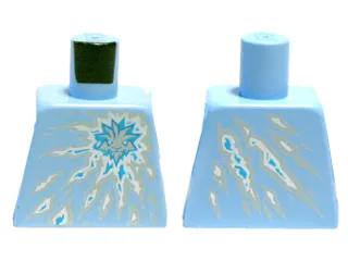 Torso with Ninjago Ice Tiger Head Symbol on White, Silver and Metallic Cyan Shards Energy Pattern
