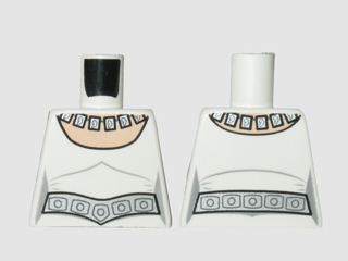 Torso SW Female Ceremonial Dress, Silver Necklace and Simple Belt with 5 Emblems, Light Nougat Neck Pattern