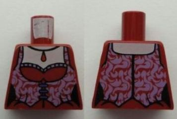 Torso Monster Fighters Female Corset with Lavender Trim and Dark Red Pendant Pattern