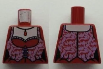 Torso Monster Fighters Female Corset with Lavender Trim and Dark Red Pendant Pattern
