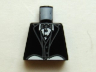 Torso Tailcoat and Vest Formal, White Shirt and Gray Bow Tie Pattern