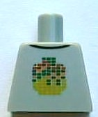 Torso Shirt with Dark Green, Lime, Orange, and Red Pixelated Minifigure Head, Black Collar Pattern