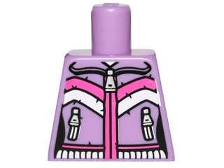 Torso Female Zipper, 2 Zipper Pockets and Pink and White Stripes Pattern