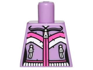 Torso Female Zipper, 2 Zipper Pockets and Pink and White Stripes Pattern