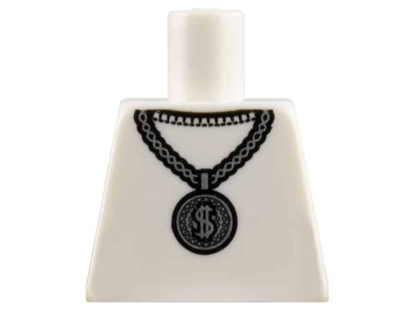 Torso Silver Necklace with Dollar Sign Medallion Pattern