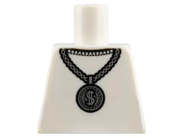 Torso Silver Necklace with Dollar Sign Medallion Pattern