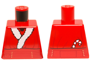 Torso Santa Jacket with Belt and Candy Cane Pattern (Santa Darth Maul)