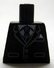 Torso Jacket and Vest with Pockets and Buttons, Pocket Square, Pinstripe Shirt, Dark Purple Tie Pattern