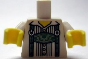 Torso Lederhosen over Pinstripe Shirt Pattern / White Arms / Yellow Hands