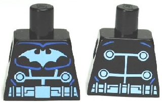 Torso Batman Logo Medium Blue with Wiring and Belt Front and Back Pattern