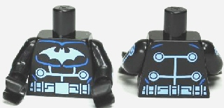 Torso Batman Logo Medium Blue with Wiring and Belt Front and Back Pattern / Black Arms with Electro Pattern / Black Hands