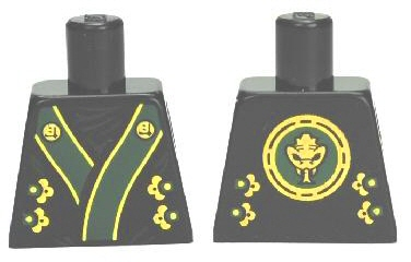 Torso Ninjago Robe with Green and Gold Sash Pattern