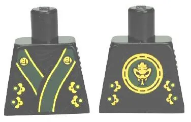 Torso Ninjago Robe with Green and Gold Sash Pattern