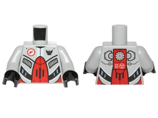 Torso Galaxy Squad Robot with Red and Plack Plates, Radiator Pattern on Back / Light Bluish Gray Arms / Black Hands