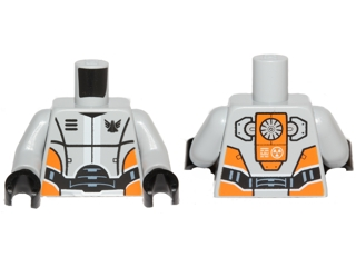 Torso Galaxy Squad Robot with Wide Black Belt and Orange Plates on Sides Pattern / Light Bluish Gray Arms / Black Hands