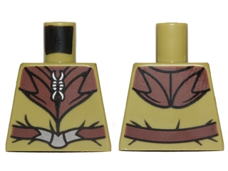 Torso LotR Elven Coat with Silver Clasp and Dark Brown Belt and Collar Pattern