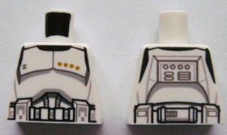 Torso SW Armor Clone Trooper Sergeant Black Belt and Four Olive Green Stars Pattern