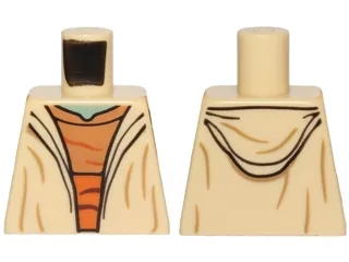 Torso SW Open Robe, Medium Nougat Shirt with Dark Orange Waist Sash, Sand Green Neck, and Hood on Back Pattern (Yoda)