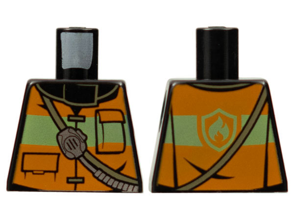 Torso Fire Reflective Stripe Vest with Pockets and Shoulder Strap with Radio and Fire Badge on Back Pattern