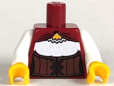 Torso Female Reddish Brown Corset with Laces over White Blouse, Yellow Neck Pattern / White Arms / Yellow Hands