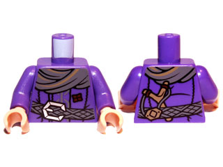 Torso LotR Coat with Scarf, Braided Belt and Slingshot Pattern / Dark Purple Arms / Light Nougat Hands