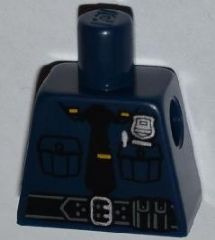 Torso Police Shirt with Silver Badge, Pockets, Pen, Black Tie and Belt Pattern