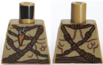 Torso Bare Chest with Body Lines, Ropes and Amulet Pattern