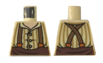 Torso LotR Button Shirt with Dark Tan Stripes and Brown and Dark Orange Suspenders Pattern