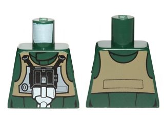 Torso SW Rebel A-wing Pilot with Dark Tan Vest and Black Front Panel with Breathing Apparatus Pattern