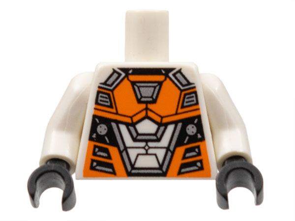Torso Space with Orange and Silver Battle Mech Pattern / White Arms / Black Hands