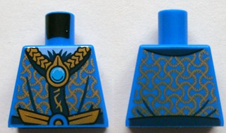 Torso Robe with Gold and Dark Blue Collar and Dark Azure Round Jewel (Chi) Pattern