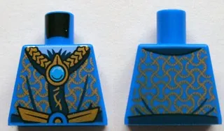 Torso Robe with Gold and Dark Blue Collar and Dark Azure Round Jewel (Chi) Pattern