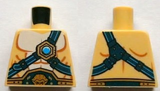 Torso Bare Chest with Body Lines, Dark Blue and Gold Belt and Straps, and Dark Azure Round Jewel (Chi) Pattern