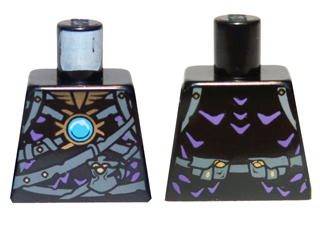 Torso Chima with Dark Bluish Gray Belts, Medium Lavender Highlights and Dark Azure Round Jewel (Chi) Pattern