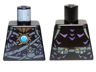 Torso Chima with Dark Bluish Gray Belts, Medium Lavender Highlights and Dark Azure Round Jewel (Chi) Pattern