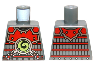 Torso Ninjago Red Armor with Lime Swirl Medallion Pattern