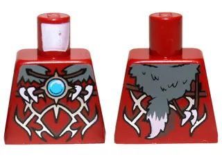 Torso Armor Vest with Silver Markings, Fur Animal Pelt and Dark Azure Round Jewel (Chi) Pattern