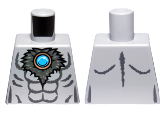 Torso Bare Chest with Muscles Outline, Dark Bluish Gray Fur and Dark Azure Round Jewel (Chi) Pattern