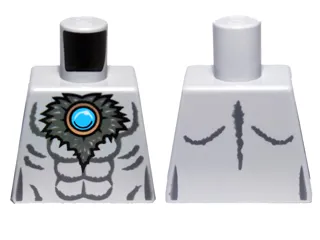 Torso Bare Chest with Muscles Outline, Dark Bluish Gray Fur and Dark Azure Round Jewel (Chi) Pattern
