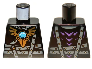 Torso Armor with Dark Bluish Gray Belts, Gold Raven Pendant and Dark Azure Round Jewel (Chi) Pattern