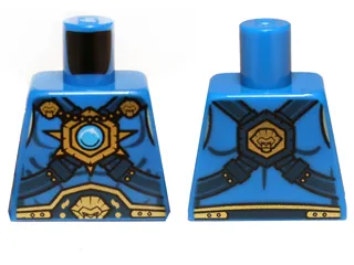 Torso Armor Vest, Lion Belt, Chain and Gold and Dark Azure Round Jewel (Chi) Pattern