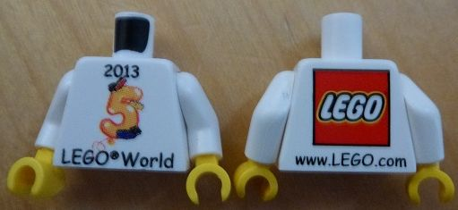 Torso LEGO World Denmark 2013 and Number 5 Pattern / White Arms / Yellow Hands